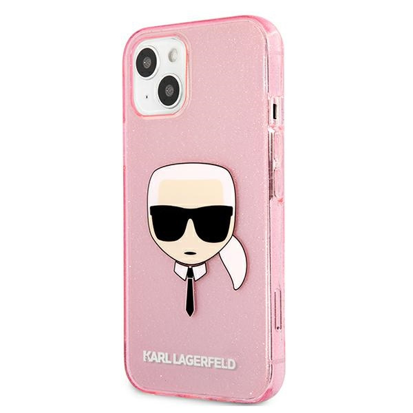 Etui KARL LAGERFELD Apple iPhone 13 Mini Glitter Karl`s Head Różowy Hardcase